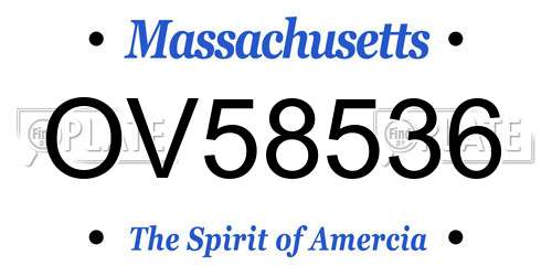 OV58536 Massachusetts License Plate