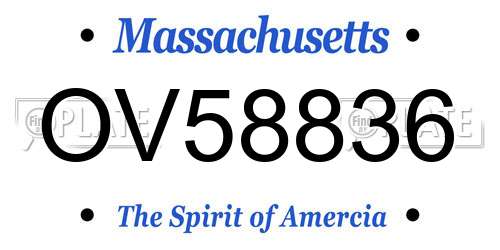 OV58836 Massachusetts License Plate