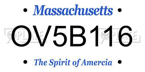 OV5B116 Massachusetts License Plate