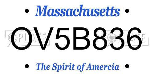 OV5B836 Massachusetts License Plate