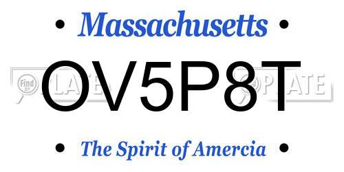 OV5P8T Massachusetts License Plate