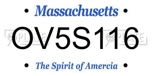 OV5S116 Massachusetts License Plate