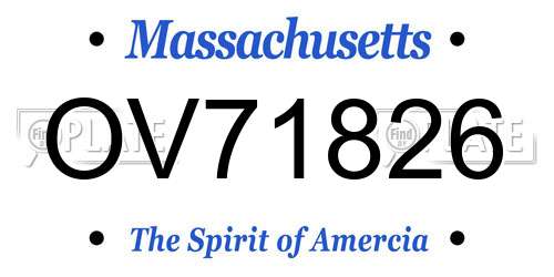 OV71826 Massachusetts License Plate