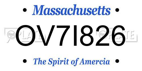 OV7I826 Massachusetts License Plate