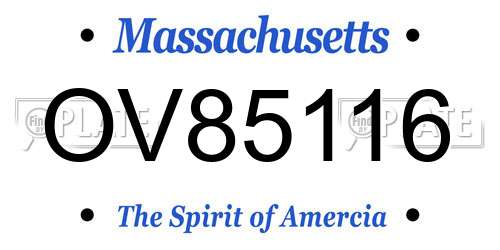 OV85116 Massachusetts License Plate