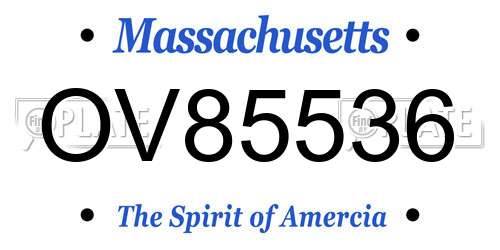 OV85536 Massachusetts License Plate