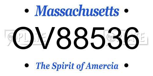 OV88536 Massachusetts License Plate