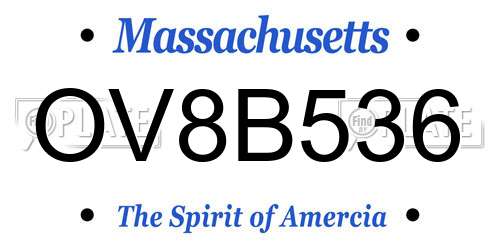 OV8B536 Massachusetts License Plate