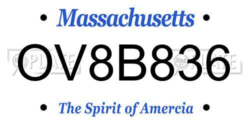 OV8B836 Massachusetts License Plate