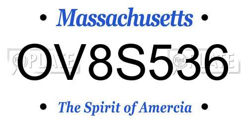 OV8S536 Massachusetts License Plate