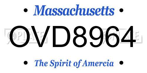 OVD8964 Massachusetts License Plate