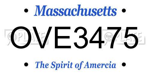OVE3475 Massachusetts License Plate