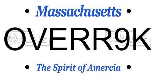 OVERR9K Massachusetts License Plate