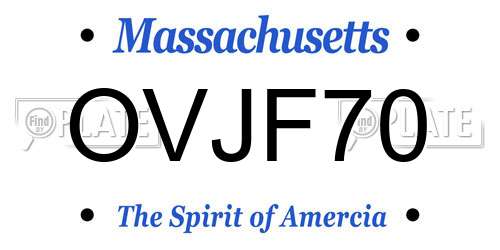 OVJF70 Massachusetts License Plate
