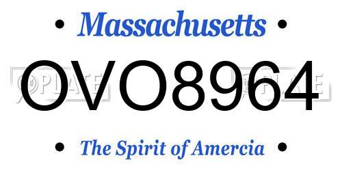 OVO8964 Massachusetts License Plate