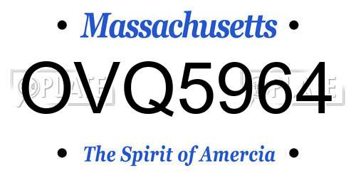 OVQ5964 Massachusetts License Plate