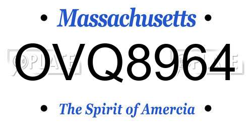 OVQ8964 Massachusetts License Plate