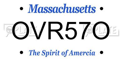 OVR57O Massachusetts License Plate