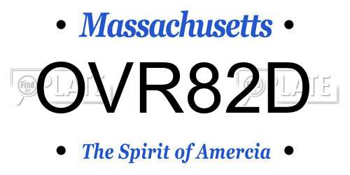 OVR82D Massachusetts License Plate