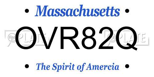 OVR82Q Massachusetts License Plate