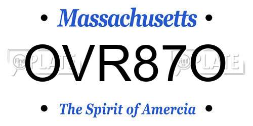 OVR87O Massachusetts License Plate