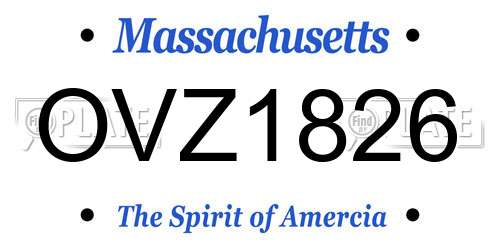 OVZ1826 Massachusetts License Plate