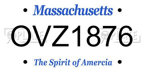 OVZ1876 Massachusetts License Plate
