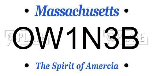 OW1N3B Massachusetts License Plate