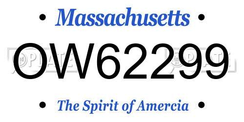OW62299 Massachusetts License Plate