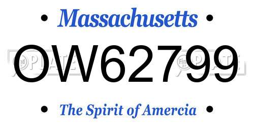 OW62799 Massachusetts License Plate