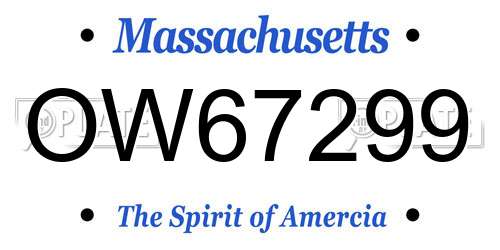 OW67299 Massachusetts License Plate