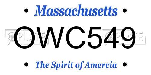 OWC549 Massachusetts License Plate
