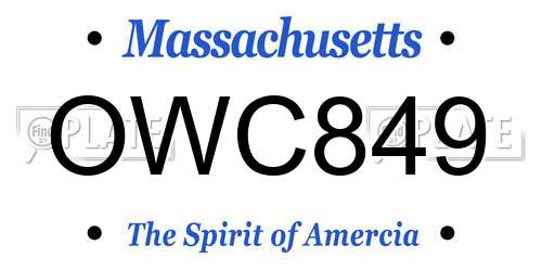 OWC849 Massachusetts License Plate