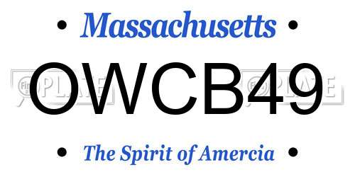 OWCB49 Massachusetts License Plate