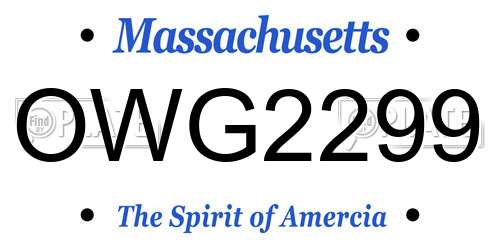OWG2299 Massachusetts License Plate