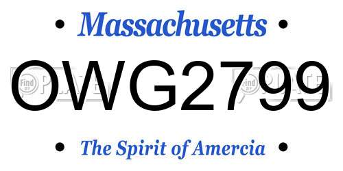 OWG2799 Massachusetts License Plate