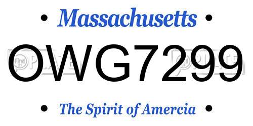 OWG7299 Massachusetts License Plate