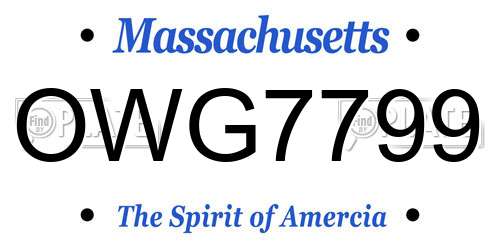 OWG7799 Massachusetts License Plate