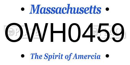 OWH0459 Massachusetts License Plate