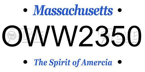 OWW2350 Massachusetts License Plate