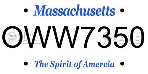 OWW7350 Massachusetts License Plate