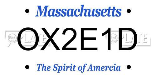 OX2E1D Massachusetts License Plate