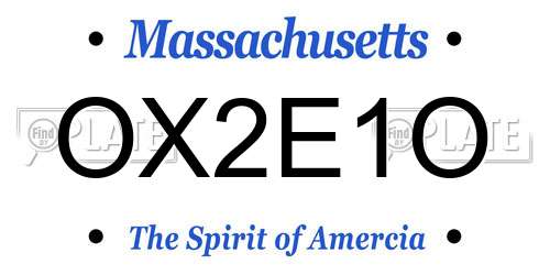 OX2E1O Massachusetts License Plate