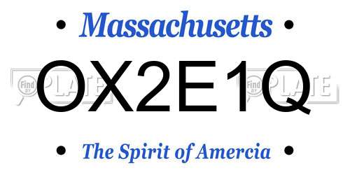 OX2E1Q Massachusetts License Plate