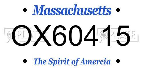 OX60415 Massachusetts License Plate