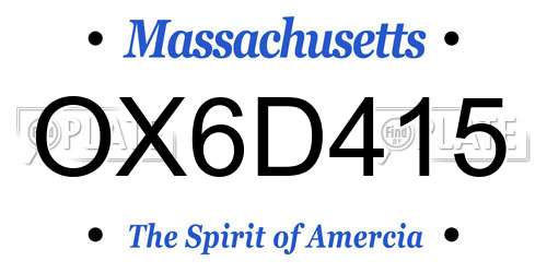 OX6D415 Massachusetts License Plate