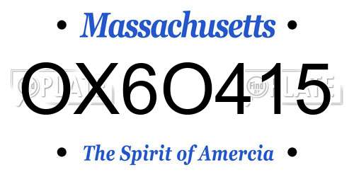 OX6O415 Massachusetts License Plate