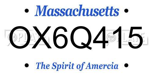 OX6Q415 Massachusetts License Plate