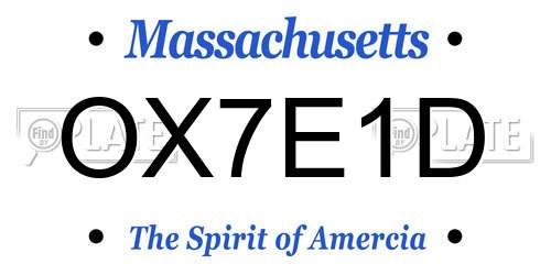 OX7E1D Massachusetts License Plate