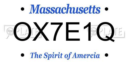 OX7E1Q Massachusetts License Plate